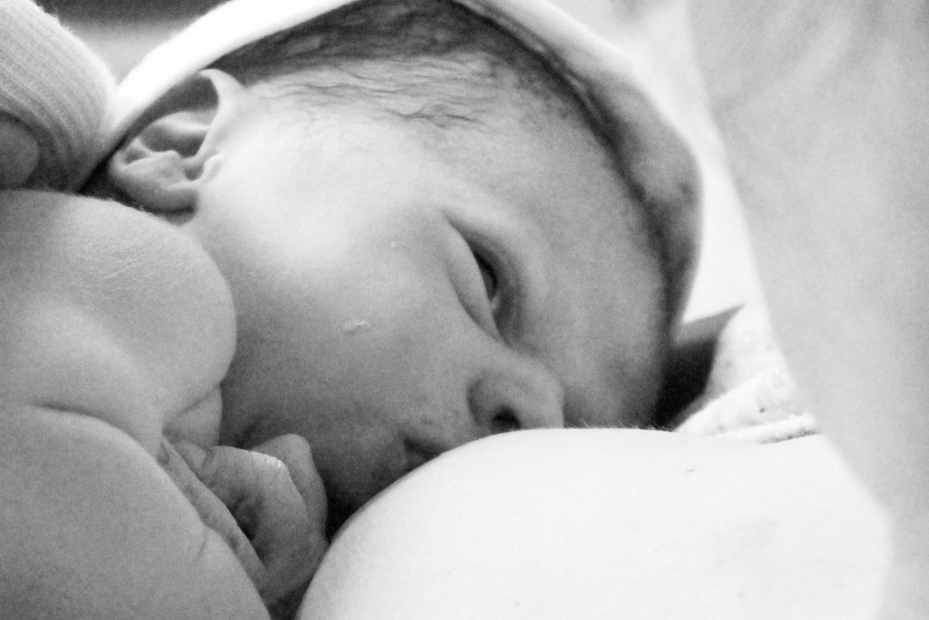 Jonah's first breastfeed