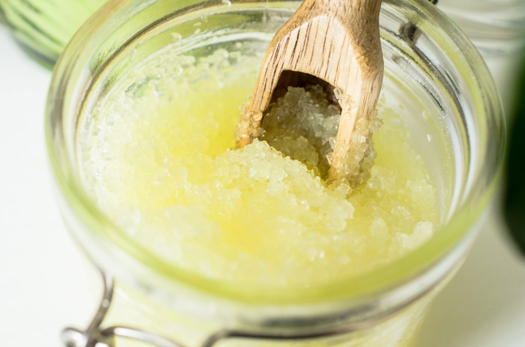 Pregnancy foot scrub with epsom salts and tamanu oil