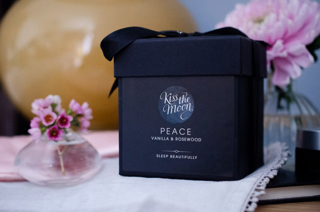 Kiss The Moon Peace Candle in its beautiful box