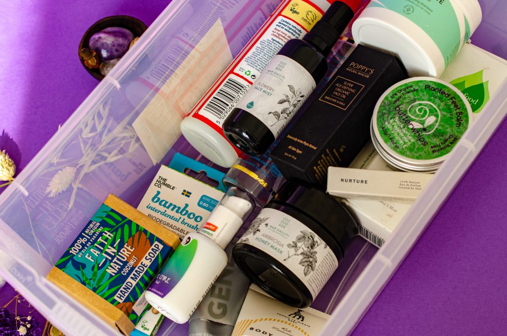 All of my September 2021 natural beauty empties in the box