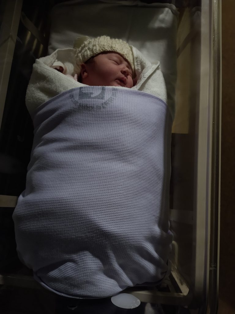Lydia swaddled