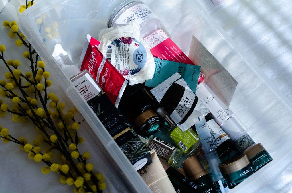 The box of January & February 2022 natural beauty empties