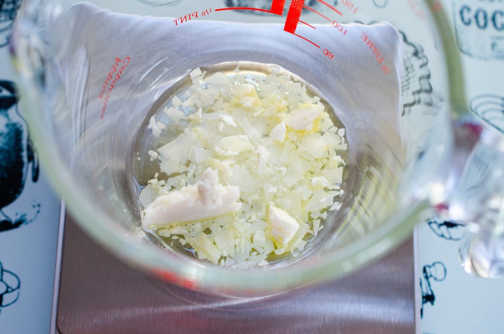 The oil phase ingredients measured out