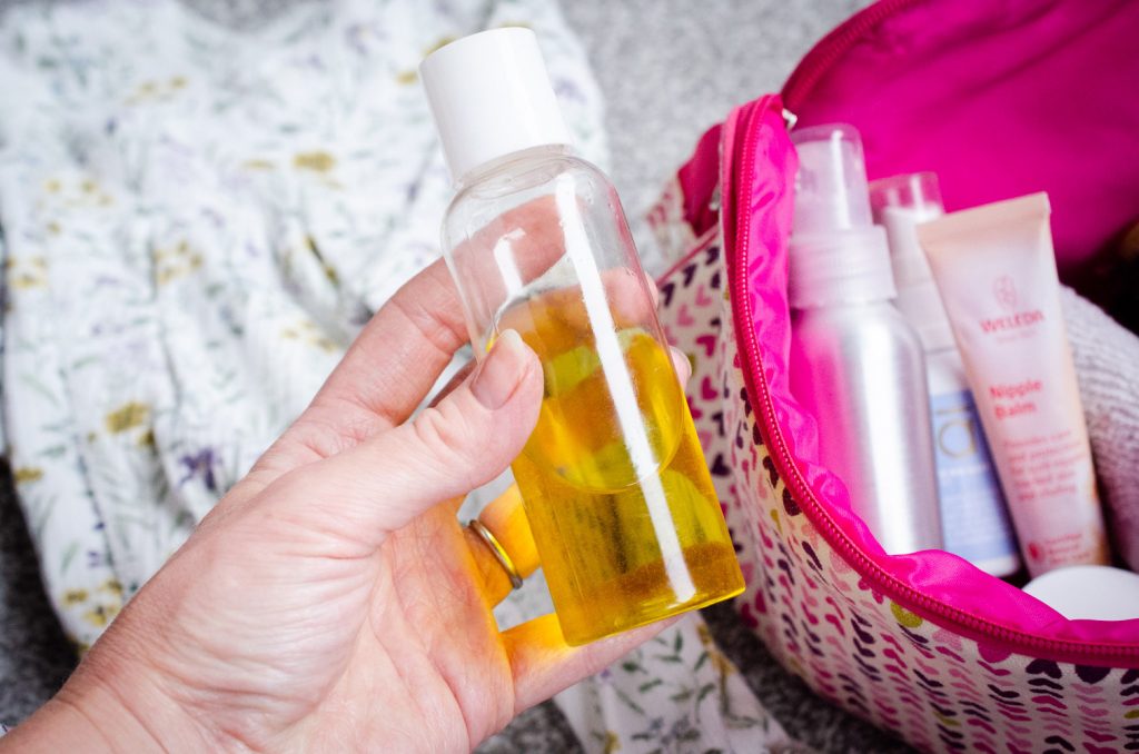 Labour massage oil going in to my hospital bag