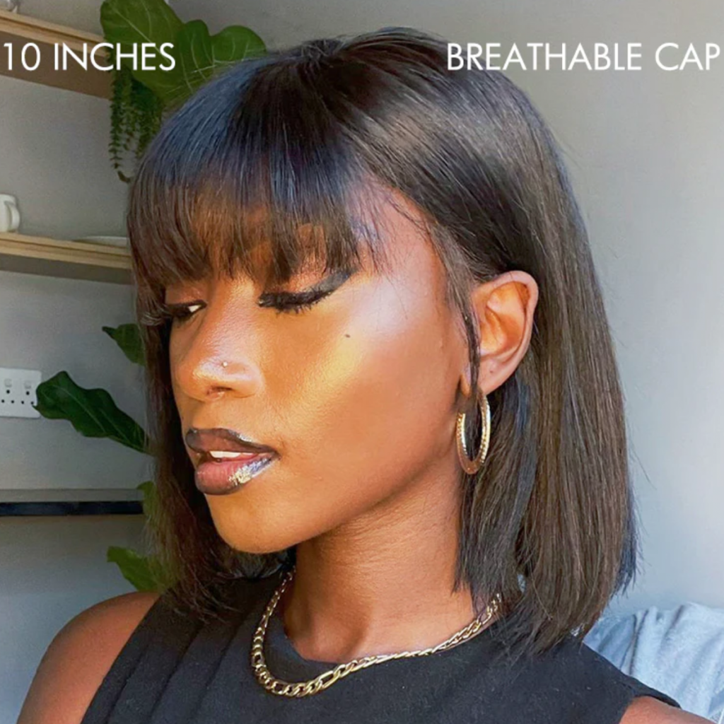 Breathable cap on bob wig