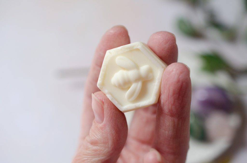 Holding the lotion bar