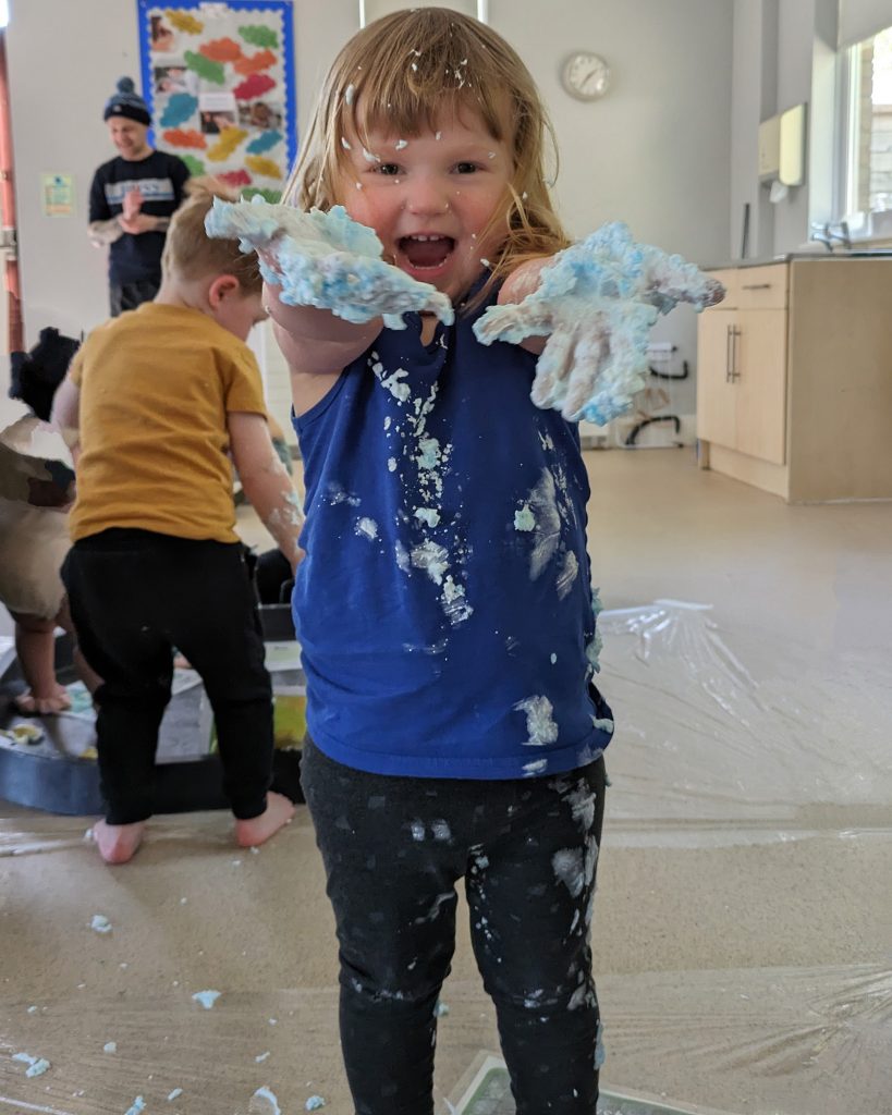 Playing in foam
