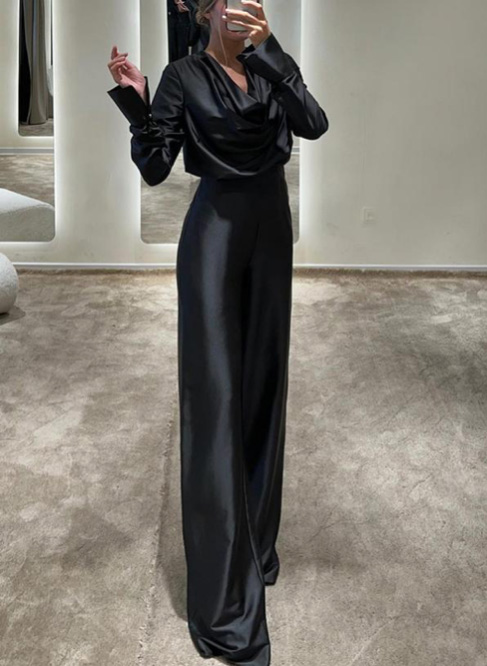 Jumpsuits or Pantsuits with Cowl Necklines