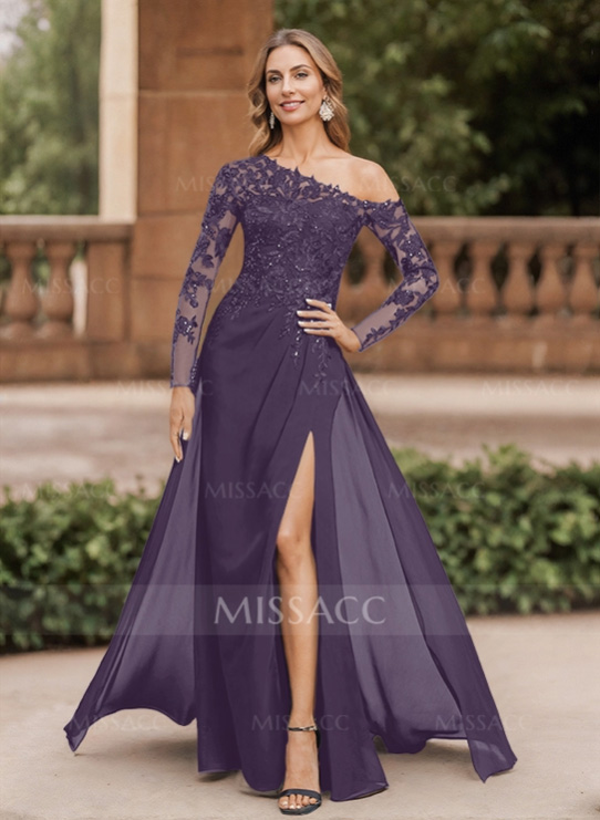 Lace Long-Sleeve Dresses with Asymmetrical Hemlines