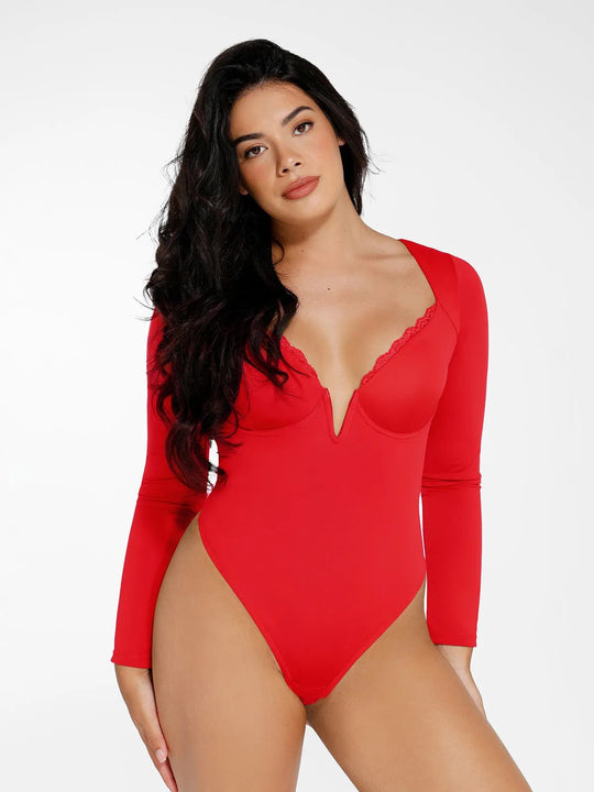 Red shapewear body suit